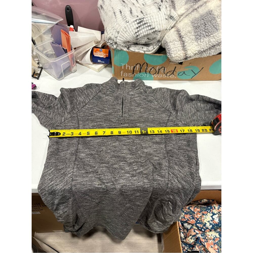 Aventura Heathered Gray Quarter-Zip Ruched Outdoor Tunic Top Womens Large Cotton - Picture 6 of 7